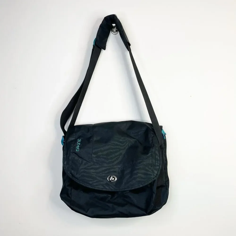 Dakine Brooke Black Animal Print Nylon Canvas Laptop Messenger Bag Travel Work